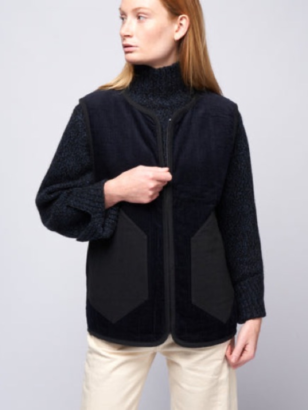 7115 by Szeki Cord Vest (in beige)